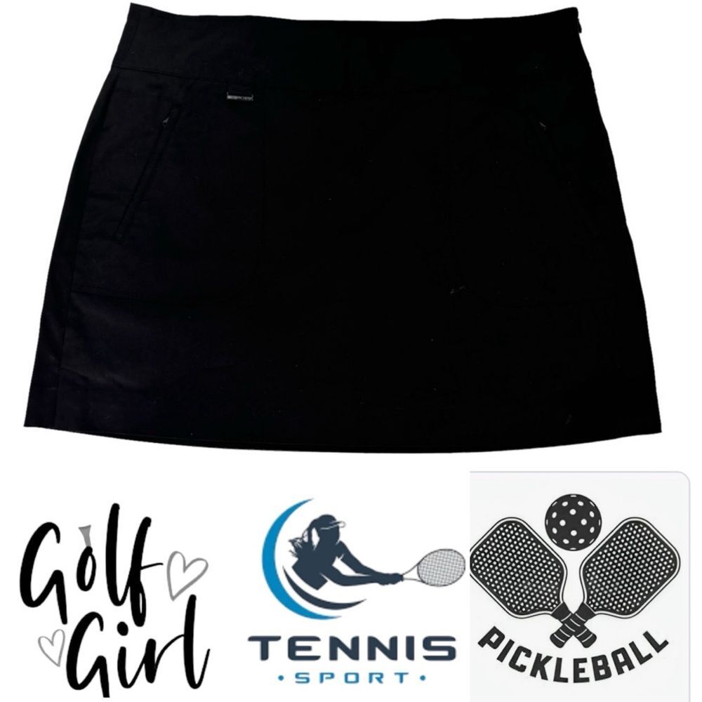 Ralph Lauren Black Golf Tennis Pickleball Activewear Skort Sz 16